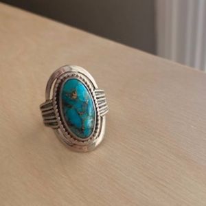 Turquoise Silver Ring Size 8